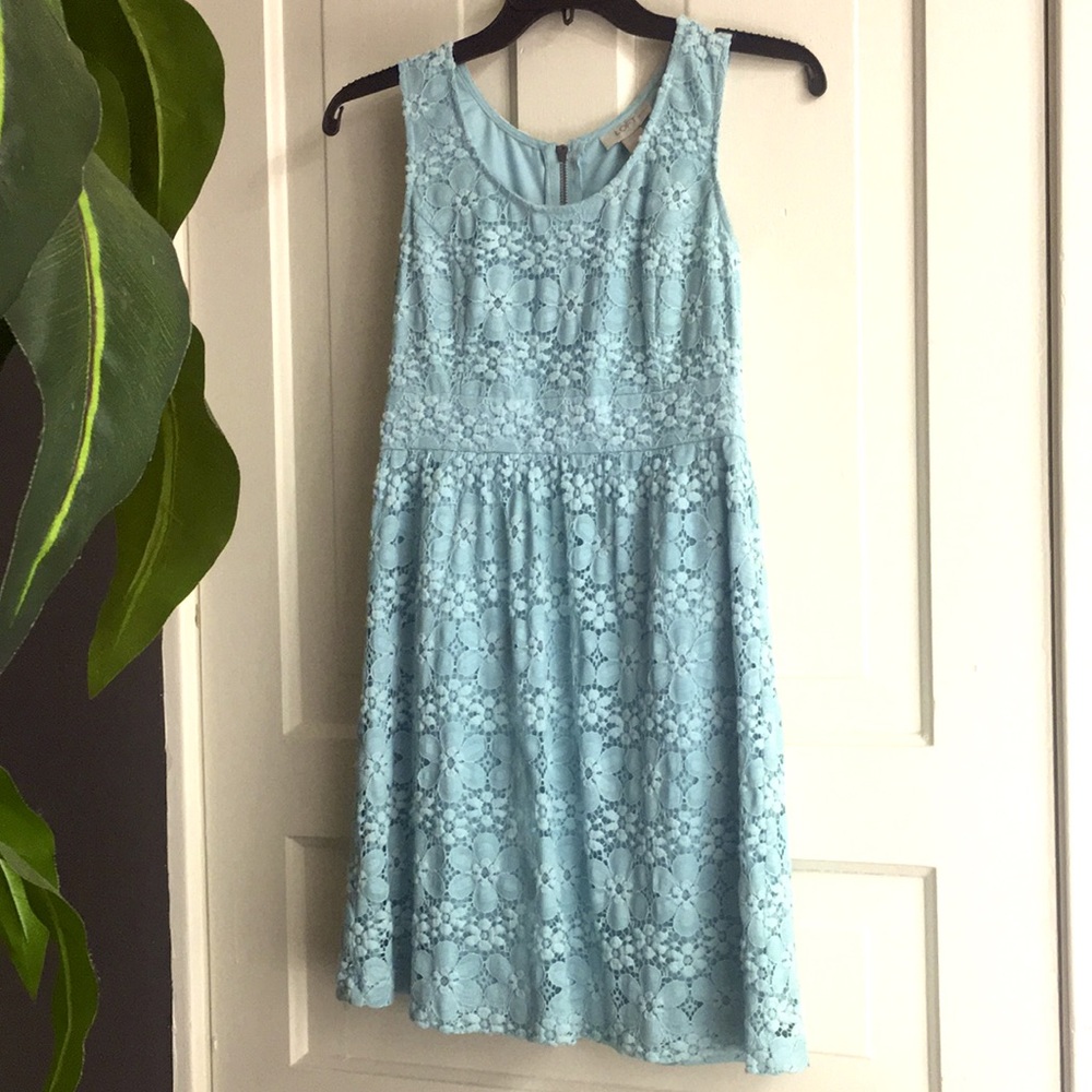 Ann Taylor LOFT lace overlay sleeveless dress 00P